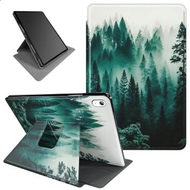 Imagem de BFSEROBJ Capa inteligente para iPad Air de 13 polegadas (M2) com suporte giratório de 360 graus, capa inteligente com despertar/hibernar automático para iPad Air de 13 polegadas versão 2024 - Floresta