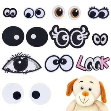 Imagem de PH PandaHall 22 pares de 11 estilos bordados para olhos costurados a ferro com cílios lindos apliques bordados adesivos decorativos para roupas, jeans, mochilas, amigurumi, fantoche, ursinho de