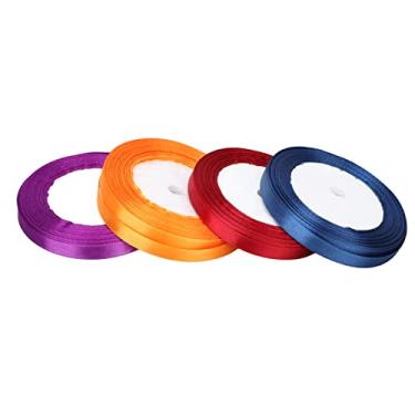 Imagem de Rolo de fita de cetim, 4 peças, 10mm de largura, poliéster, embrulho de presente, fita para decorações de casamento, faça você mesmo, artesanato, laço, faixas de cabelo, decoração