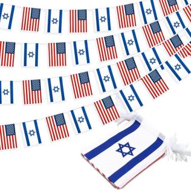 Imagem de Bandeira da Amizade Americana e Israelense Faixa de Flâmula, Pequena Mini Bandeira de Israel dos EUA, Decoração Nacional do País para Escola, Festa, Eventos Esportivos, Festival, 90 metros e 30