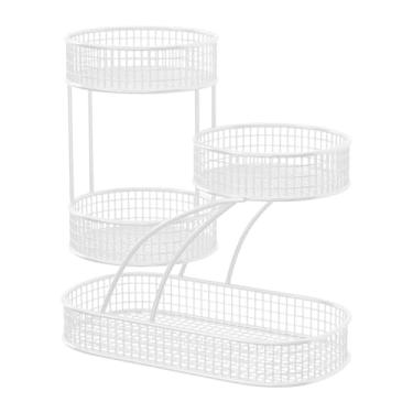 Imagem de Ioensy Cesta de frutas, fruteira de malha, organizador multifuncional para balcão de banheiro e quarto, prateleira para cuidados com a pele, frutas e, Branco