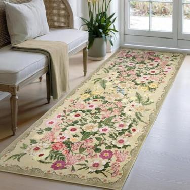 Imagem de HGTRH Tapete Corredor Antiderrapante Lavável 80 x 300 cm, Tapete de Corredor de Flores Tapete de Cozinha Tapete Lavável para Tapetes de Cama Sala de Estar Corredor Lavandaria, Cozinhas, Corredor A 50