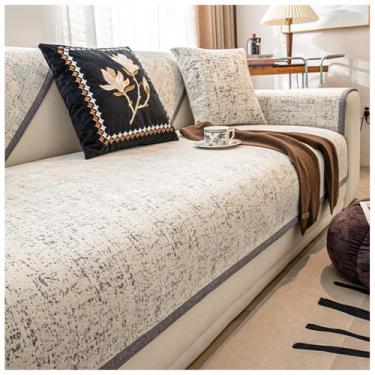 Imagem de SPXMQSS Capas de sofá para sofá, capa de sofá de chenille universal antiderrapante em forma de L para sala de estar, 110 x 110 cm