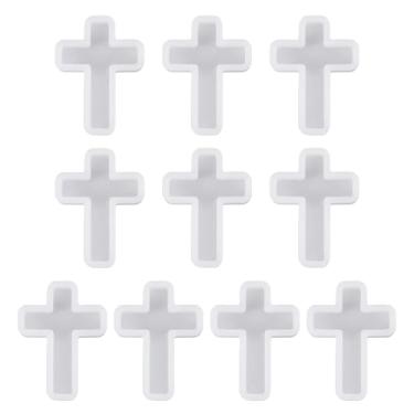 Imagem de Kissitty Kit de fabricação de moldes de silicone com cruz faça você mesmo, moldes de silicone com cruz branca para resina UV, molde de fundição de resina epóxi de 39 x 28 mm, moldes de silicone fofos