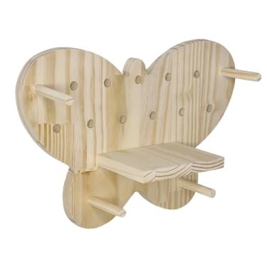 Imagem de KIAGA, Prateleira Pegboard Borboleta Em Madeira Pinus 6 Pinos e 1 Prateleira 13,5cm Cor:PINUS NATURAL;Tamanho:24,3X35,7 CM