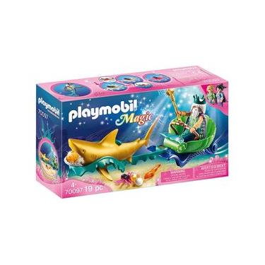 Imagem de Playmobil - Rei Do Mar Com Carruagem De Tubarão - Magic - 70097