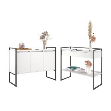 Imagem de Conjunto Buffet E Aparador Industrial - Branco Branco
