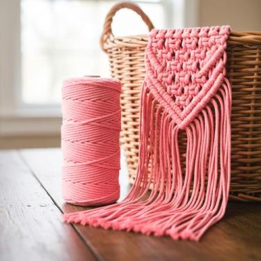 Imagem de Corda de macramê colorida de 3 mm x 109 jardas, barbante torcido para artesanato para pendurar na parede, decoração de casa, várias cores