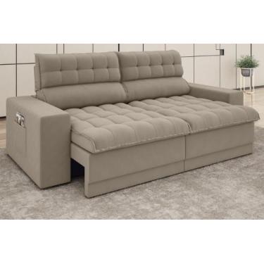 Imagem de Sofá Omega 2,00m Assento Retrátil e Reclinável Velosuede Capuccino - N