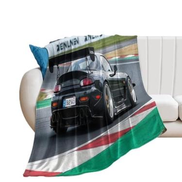 Imagem de HouLaiZhe Cobertor super macio de flanela JDM carro Rx7 na pista, cobertores refrescantes leves para sofá-cama, cadeira, sofá, carro, viagens ao ar livre, leve, quente, 76 cm x 127 cm