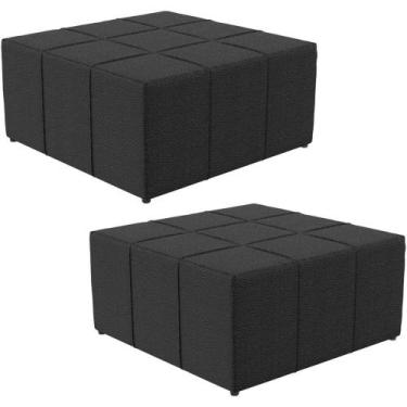 Imagem de Kit 2 Puffs Decorativos Para Sala De Estar Quadrado Milano 90x90cm W01