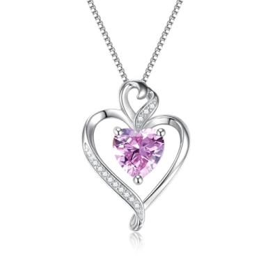 Imagem de Colar feminino com pingente de prata esterlina 925 banhado a ouro rosa banhado a ouro branco 14 K, colar de amor para namorada, esposa, dia dos namorados, aniversário, joia feminina 45,7 cm + 5 cm