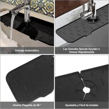 Imagem de KIT 02 Tapete Silicone Escorredor De Torneira Protetor Duhome, Preto