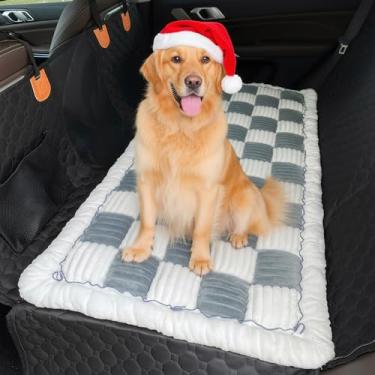 Imagem de WTHAVEN Capa de assento de carro de cachorro para banco traseiro, cama de cachorro para carro, adequada para extensores de banco traseiro, protetor de assento de carro, antiderrapante, macio, durável