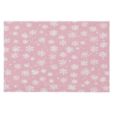 Imagem de CEBUGI Tapete de área 60 x 90 cm macio lavável tapete antiderrapante com revestimento de borracha flocos de neve brancos tapetes de área para sala de estar, quarto, decoração de casa