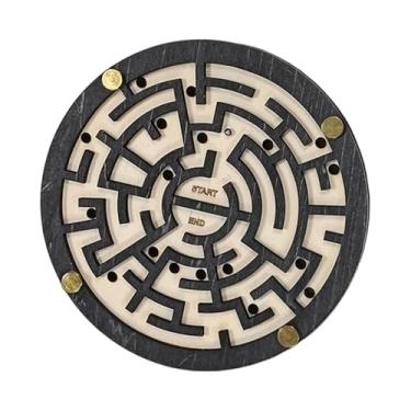 Imagem de MERIGLARE Jogo de Labirinto de Madeira com Bolinhas de Gude - Educativo, Divertido e Estimulante - Jogo de Tabuleiro de Lógica para Crianças a partir de 8 Anos, Redondo