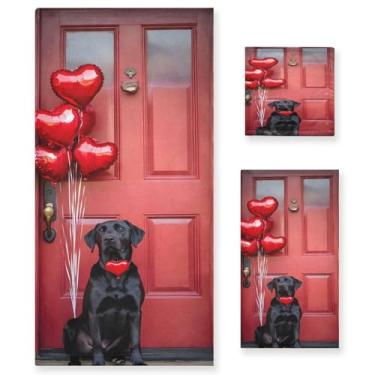 Imagem de xigua Conjunto de toalhas de banheiro de cachorro labrador preto absorvente macio toalha de banho de 3 peças toalha de mão toalhas decorativas para banheiro, academia, hotel, praia, piscina