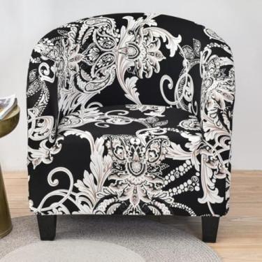 Imagem de Capas de cadeira estampadas redondas, capa de poltrona elástica, protetor de móveis removível, com fundo elástico para cafeterias, bares e quartos de hóspedes - Tipo 04||Meio círculo individual 65-90