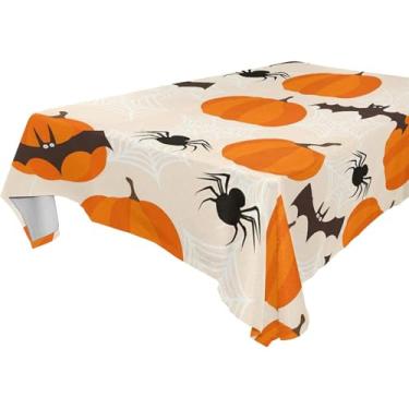 Imagem de Burbuja Linda toalha de mesa morcegos abóboras, toalha de mesa retangular, anti-rugas, grossa para decoração de jantar, cozinha, festa, 152 x 228 cm