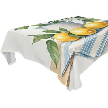 Imagem de Burbuja Toalha de mesa de bule de chá de limão, toalha de mesa retangular, anti-rugas, grossa para decoração de jantar, cozinha, festa, 152 x 304 cm