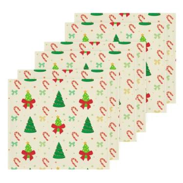 Imagem de Burbuja Pacote com 6 toalhas de algodão para árvore de Natal, toalhas de rosto altamente macias e absorventes para banheiro, mão, cozinha, academia, limpeza, 30 x 30 cm