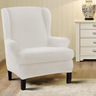 Imagem de Capa elástica para sofá, poltrona, protetor de móveis, macio com fundo elástico, para sala de jantar, escritório, decoração de casa, sala de estar, branca, tamanho regular