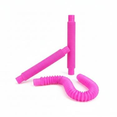 Imagem de Kit Brinquedo Pop Tube Grande LED Estica Puxa Tubo Sensorial com Luz (Rosa)