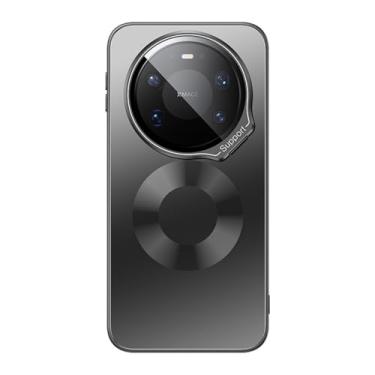 Imagem de LYJSMGZ Capa magnética para Huawei Mate 80 Pro Max/80 Pro/80, suporte de filme de lente de cobertura total, capa anti-impressão digital, compatível com a pele, suporta carregamento sem fio, preto