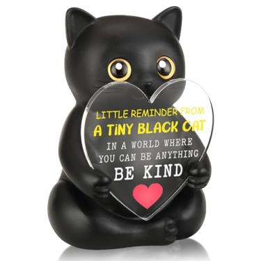 Imagem de FTONENI Estatueta de mesa de incentivo de gato preto, presente de agradecimento para colega de trabalho, professor, enfermeira, amiga, decoração de mesa de escritório para presente de agradecimento da