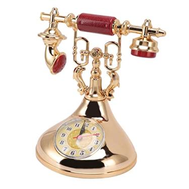 Imagem de GLOGLOW Despertador de Telefone Vintage, Design de Plástico Exclusivo, Relógio de Mesa Preciso para Uso Doméstico ou No Escritório (YF020-2)