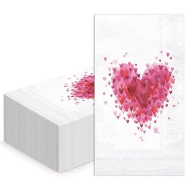 Imagem de WRAPAHOLIC 50 guardanapos de papel para o dia dos namorados – 3 camadas aquarela padrão amor toalhas de mão descartáveis para banheiro, suprimentos de feliz dia dos namorados – 11 x 19 cm