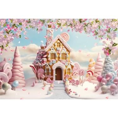 Imagem de CRTPOD Pano de fundo de casa de doces de 3 x 2,4 m para fotografia rosa sonhador castelo marshmallow flores primavera fundo para chá de bebê, crianças, meninas, decoração de festa de aniversário