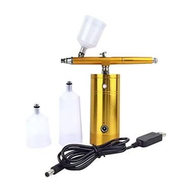 Imagem de Kit de compressor de ar recarregável portátil Kit de ar-escova de ar de ar de pintura Airbrush para Nail Art Tattoo Craft Bolo Névoa Pulverizador(D)