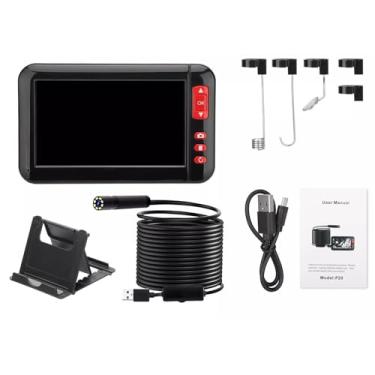 Imagem de Câmera de inspeção HD 1080P, endoscópio industrial, câmera boroscópica de tela de 4,3 polegadas com 8 luzes LED