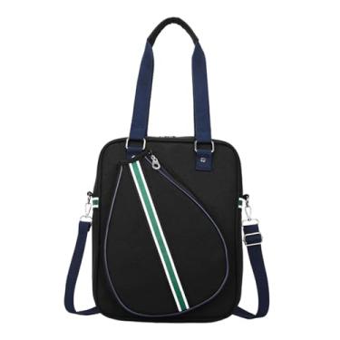 Imagem de Vaveren Bolsa de tênis para homens e mulheres, prática e elegante, com suporte para raquete, à água, ideal para jogadores de tênis ao ar livre, Bolsa Transversal Preta