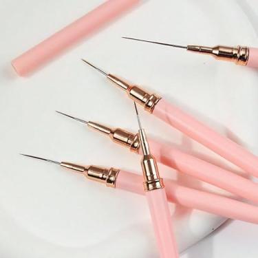 Imagem de Conjunto de pincéis profissionais de delineador de unhas rosa com ponta fina para design de unhas de acrílico, caneta de desenho de linha versátil para salões de beleza e uso doméstico