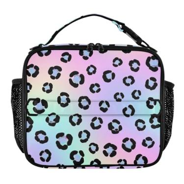 Imagem de Joisal Lancheira Black Spots pastel arco-íris para mulheres meninas lancheira masculina crianças lancheira para trabalho bolsa térmica térmica para adultos