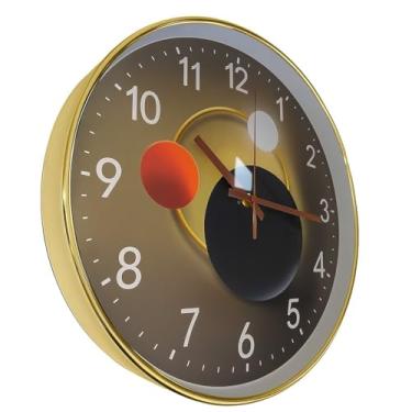 Imagem de Relógio de Parede Lua 30cm - Dourado/Prata/Rose Gold, Design Minimalista Silencioso, Estilo Moderno para Ambientes Residenciais, Quartos, Salas e Escritórios (Dourado)