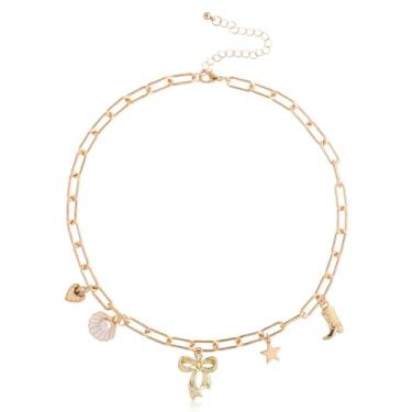 Imagem de Colar de vaca costeira, colar com pingente, colar de ouro, grosso, corrente para mulheres