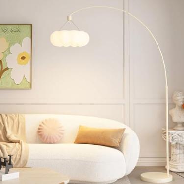 Imagem de Luminária de chão Creative Cloud Arc, estilo nórdico minimalista, ideal para leitura em cantos de sofás, com base de mármore. Perfeita para sala de estar e quarto.