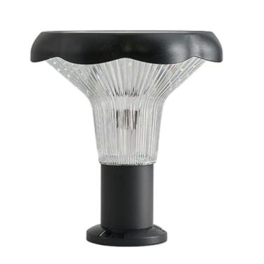 Imagem de CMOLVUR Poste de luz solar, exterior IP55 impermeável gramado LED pilar jardim luminária decorativa, paisagem exterior de alumínio fundido cabeça de parede estigma L