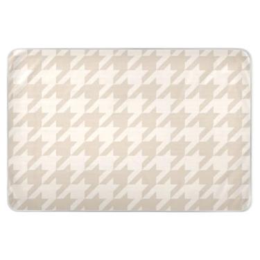 Imagem de Houndstooth Almofadas impermeáveis marrom pastel para cama, grandes, almofadas de molhar a cama, almofadas laváveis