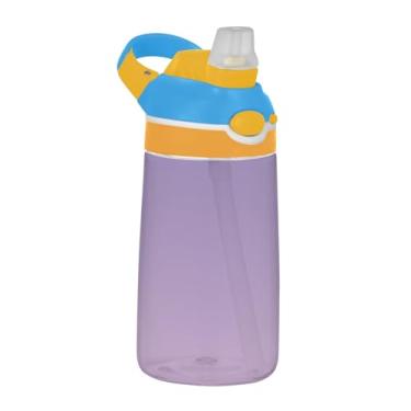 Imagem de Violet Clematis Gradiente Ombre Garrafa de água infantil com canudo 473 ml Tritan 473 ml Garrafa de água esportiva reutilizável à prova de vazamento, copo infantil, portátil, alça de transporte