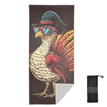 Imagem de Joitme Chapéu de peru engraçado toalha de praia marrom, 78 x 188 cm, toalha de praia de viagem, toalhas de piscina de secagem rápida