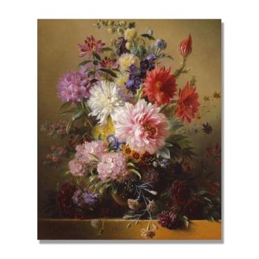Imagem de NHLDZYH Arte floral vintage natureza morta, pintura botânica clássica, decoração de casa quente para sala de estar e sala de jantar. B18. Tela somente 40x48cm-15,7x18,9 pol