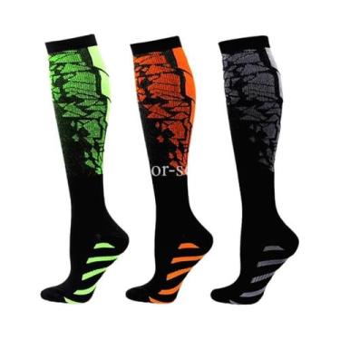 Imagem de Meias De Compressão Com Estampa Floral, Pacote Com 3 Pares Para Homens