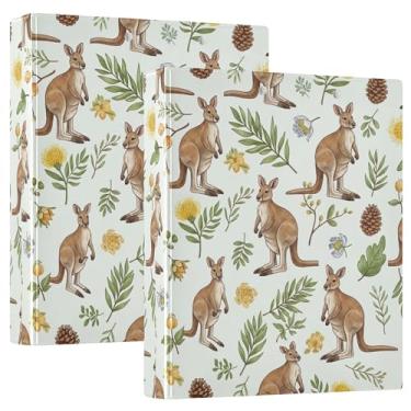 Imagem de Cuten Kangaroos fichários de 3 anéis de 3 polegadas comporta 200 folhas fofas pastas portfólio anel redondo fichário de escritório, 31,5 x 27 x 6 cm, 1 pacote