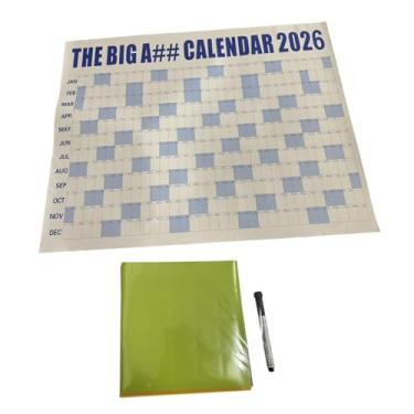 Imagem de KAIYUEMAOYI Calendário de Parede 2026 com Caneta E Adesivos - Planejador Anual de 12 Meses - Janeiro a Dezembro de 2026 - Ideal para a Academia, Azul