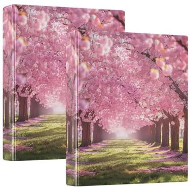 Imagem de Fichários de 3 anéis de flores de cerejeira com 3 argolas para 200 folhas, fichário divertido para portfólio redondo, 31,5 x 27 x 6 cm, 1 pacote