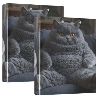 Imagem de Fichários personalizados de pelo curto britânico, 3 anéis, 3 anéis, comporta 200 folhas, pastas, portfólio, fofo, redondo, fichário de apresentação, 31,5 x 27 x 6 cm, pacote com 2